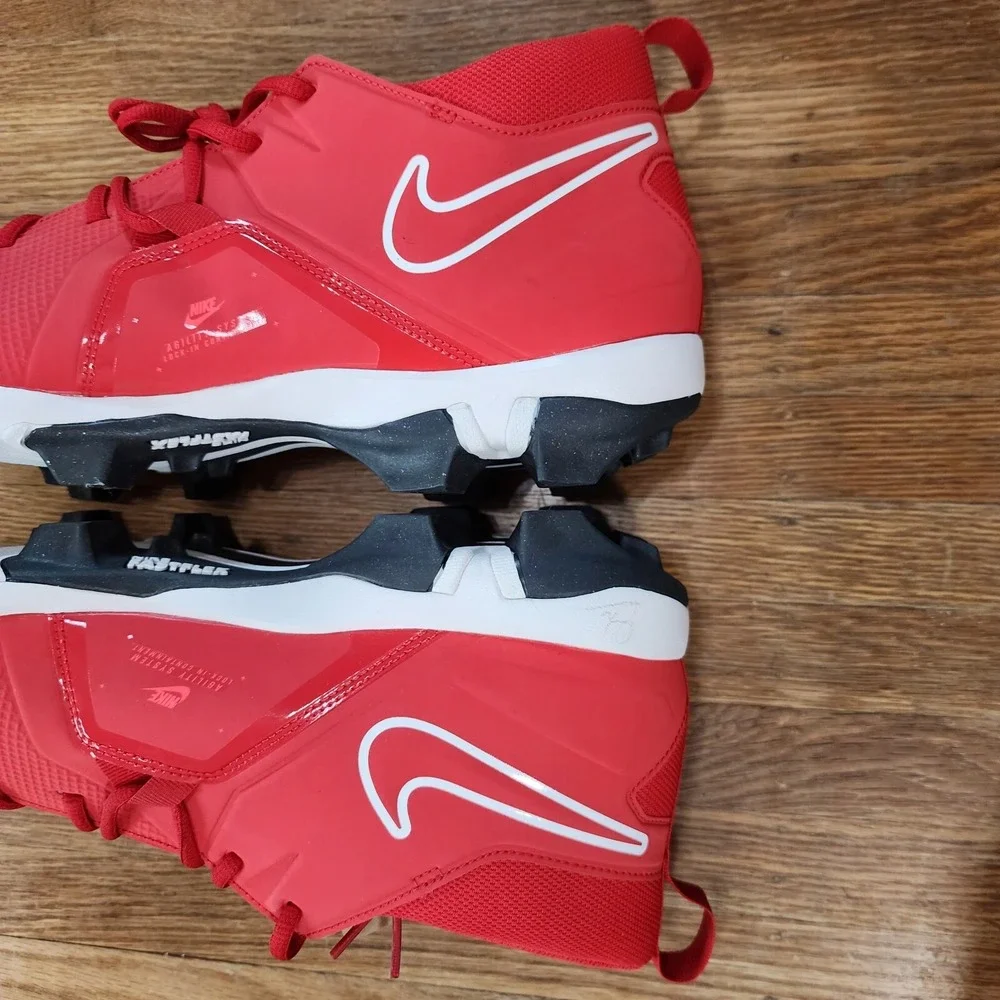 Nike Alpha Menace 3 Shark Mid Top Red Sneakers Football Cleats Mens Sz 16 NWOB